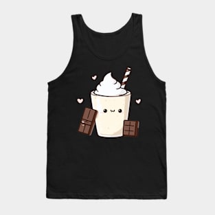 Kawaii Vanilla Milkshake and Chocolate with Hearts | Design for Kawaii Food Lovers Tank Top